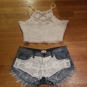 Crochet festival crop top shorts set
